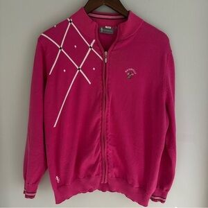 Glenmuir Vintage Rare 100% Cotton Pink Golf Sports Sweater Embroidered Women XL